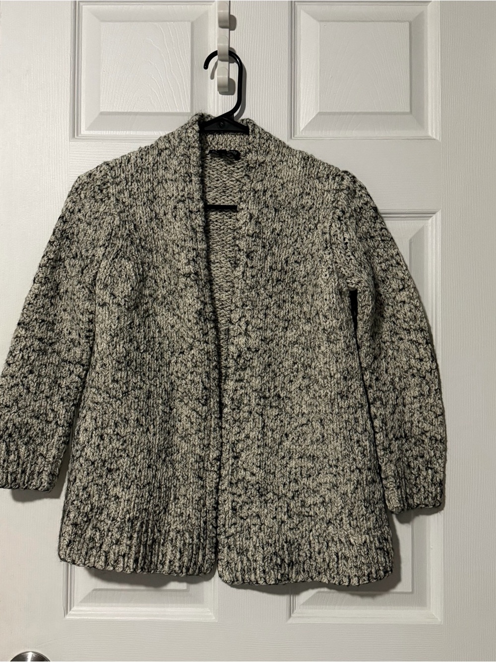 Eileen Fisher Marled Gray Open-Front Chunky Knit Cardigan